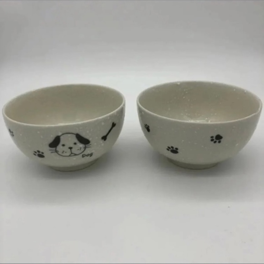 3 for $9 | NWOT T.J. Maxx Black White Pebbled Texture Ceramic Dog Food Bowls - Picture 4 of 10